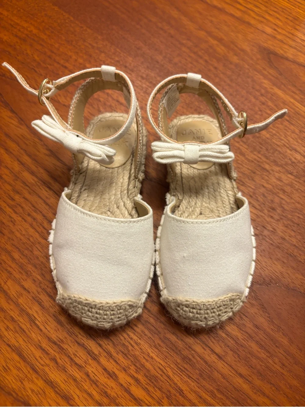 Janie and Jack Cream Canvas Bow Espadrille Sandals